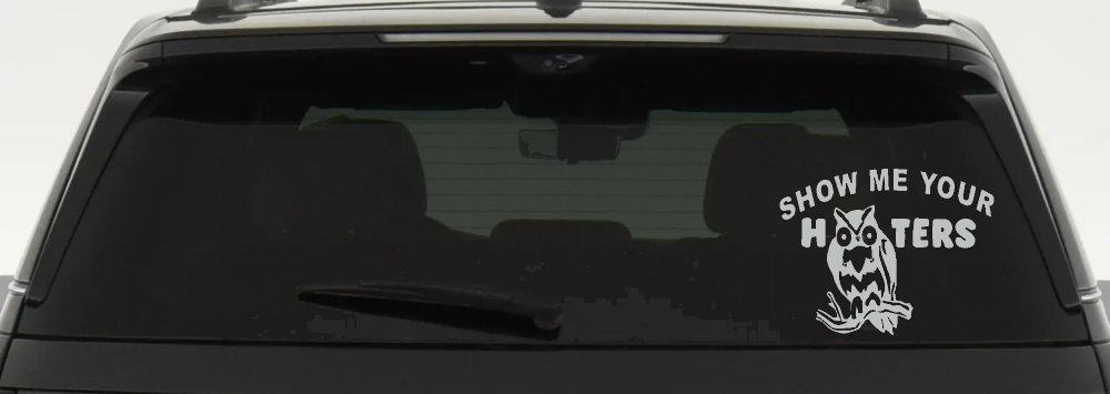 Show Me Your Hooters Owl Car or Truck Window Decal Sticker (Light Gray)