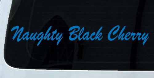 Naughty Black Cherry Car or Truck Window Decal Sticker (Sky Blue)