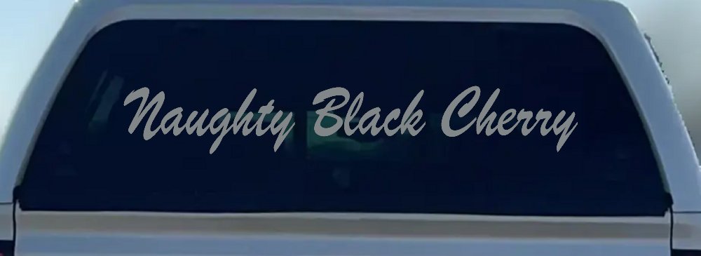 Naughty Black Cherry Car or Truck Window Decal Sticker (Telegrey)