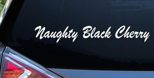 Naughty Black Cherry Car or Truck Window Vinyl Decal Sticker (White)