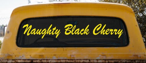 Naughty Black Cherry Car or Truck Window Decal Sticker (Yellow)