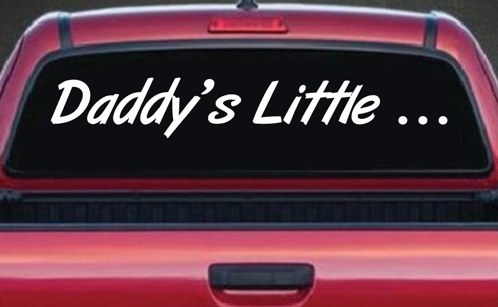 Daddys Little Car or Truck Window Vinyl Decal Sticker (White)