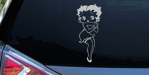 Betty Boop Hands Together Lady Biker Cartoons Car or Truck Window Decal Sticker (Light Gray)