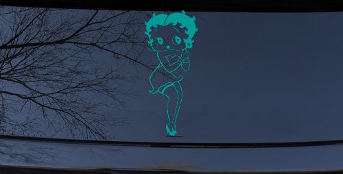 Betty Boop Hands Together Lady Biker Cartoons Car or Truck Window Decal Sticker (Turquoise)