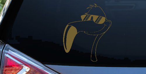 Flamingo Cartoons Car or Truck Window Decal Sticker (Gold)