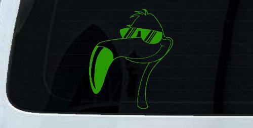 Flamingo Cartoons Car or Truck Window Decal Sticker (Lime)