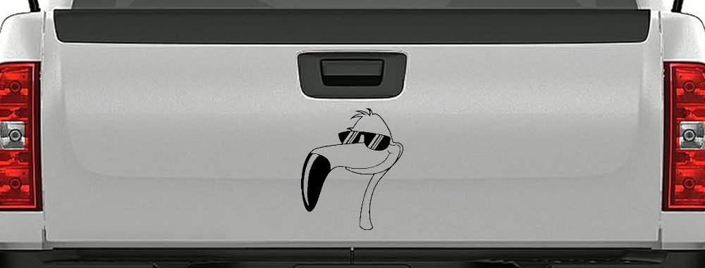 Flamingo Cartoons Car or Truck Window Decal Sticker (Matte Black)
