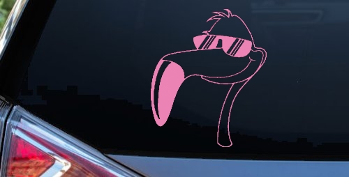 Flamingo Cartoons Car or Truck Window Decal Sticker