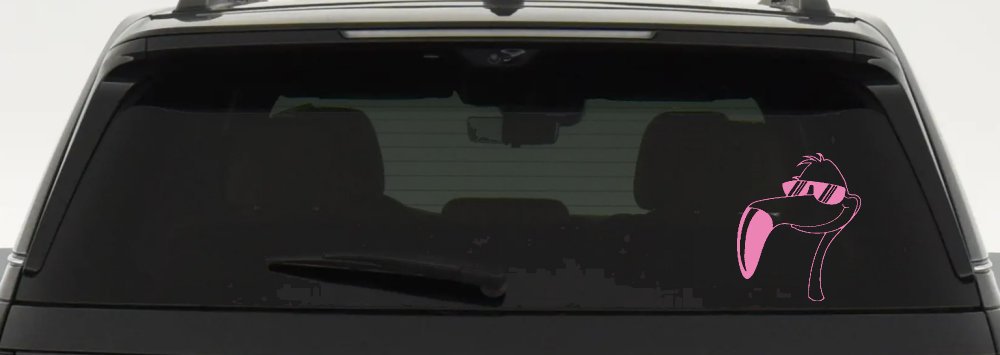 Flamingo Cartoons Car or Truck Window Decal Sticker (Pink)