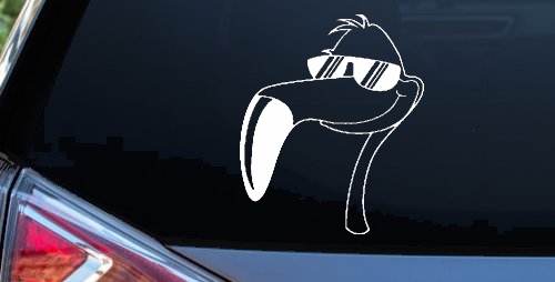 Flamingo Cartoons Car or Truck Window Decal Sticker