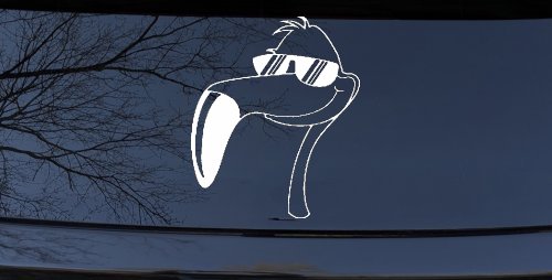 Flamingo Cartoons Car or Truck Window Decal Sticker (White)