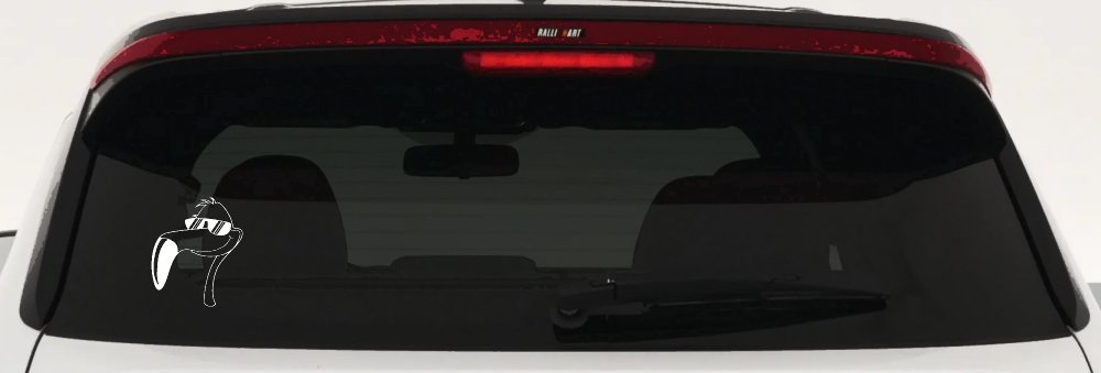 Flamingo Cartoon Decal for Cars Trucks Windows Fun Vinyl Sticker (White)