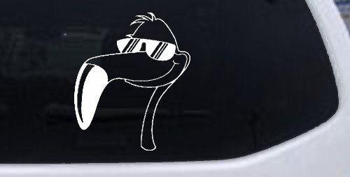 Flamingo Cartoons Car or Truck Window Decal Sticker (White)