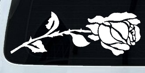 Rose Flower Car or Truck Window Decal Sticker (White)