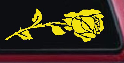 Rose Flower Car or Truck Window Decal Sticker (Yellow)