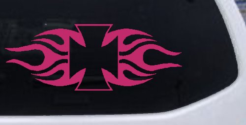 Chopper Iron Cross with Tribal Biker Car or Truck Window Decal Sticker
