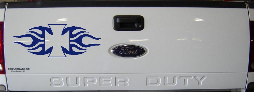 Chopper Iron Cross with Tribal Biker Car or Truck Window Decal Sticker