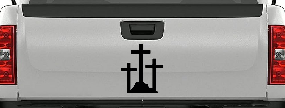 Three Crosses Christian Car or Truck Window Decal Sticker (Black)