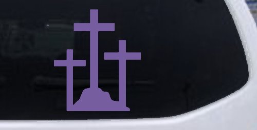 Three Crosses Christian Car or Truck Window Decal Sticker (Purple)
