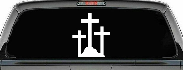 Three Crosses Christian Car or Truck Window Decal Sticker