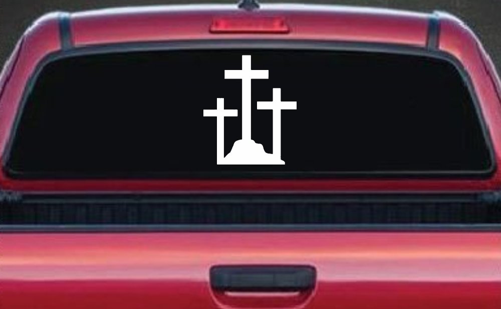 Three Crosses Christian Car or Truck Window Decal Sticker