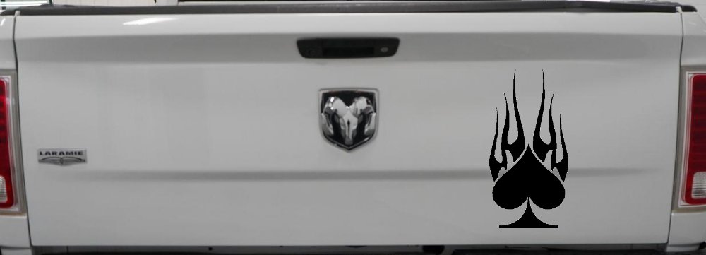 Flaming Spade Biker Car or Truck Window Decal Sticker (Black)