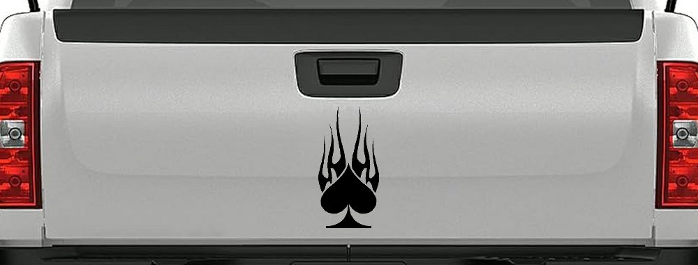 Flaming Spade Biker Car or Truck Window Decal Sticker (Black)