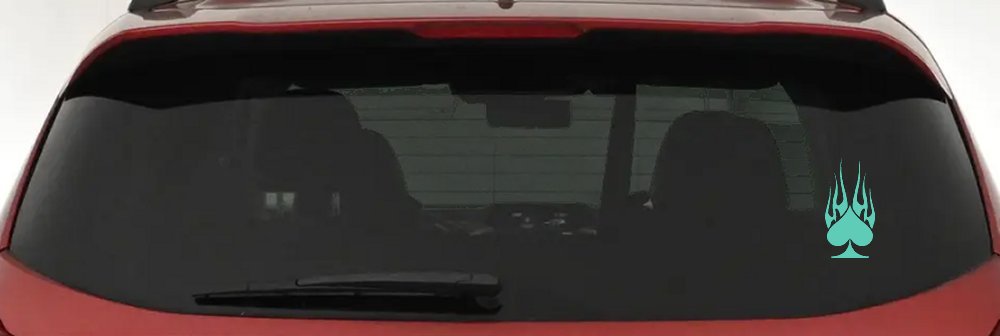 Flaming Spade Biker Car or Truck Window Decal Sticker (Mint)