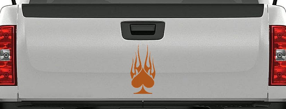 Flaming Spade Biker Car or Truck Window Decal Sticker (Nut Brown)