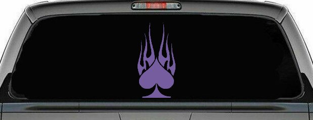 Flaming Spade Biker Car or Truck Window Decal Sticker (Purple)