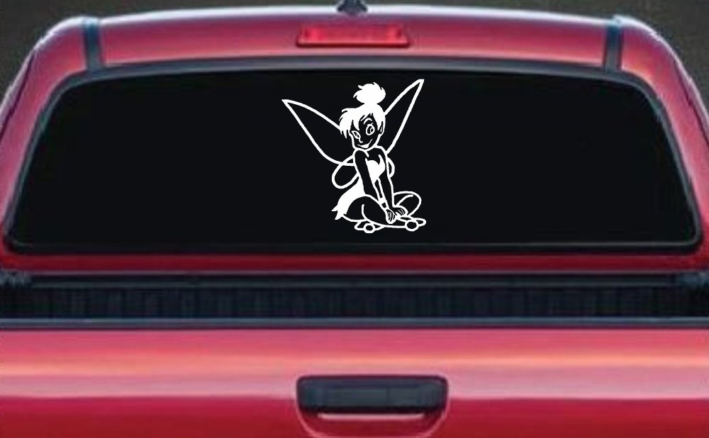Tinkerbell Tinker Bell Sitting Fairy Tale Cartoons Car or Truck Window Decal Sticker