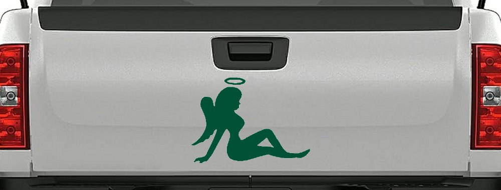 Mud Flap Women Angel with Halo Car or Truck Window Decal Sticker (Dark Green)