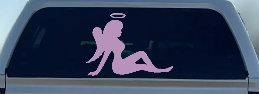 Mud Flap Women Angel with Halo Car or Truck Window Decal Sticker (Lilac)