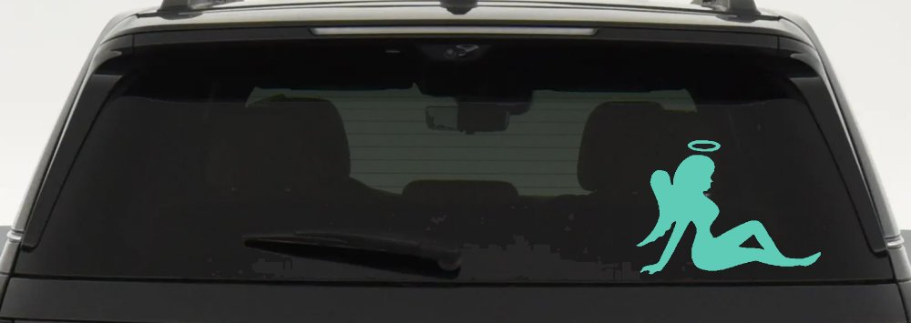Mud Flap Women Angel with Halo Car or Truck Window Decal Sticker (Mint)