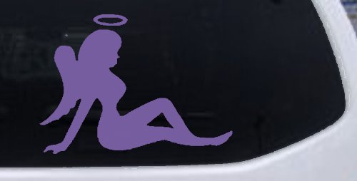 Mud Flap Women Angel with Halo Car or Truck Window Vinyl Decal Sticker (Purple)