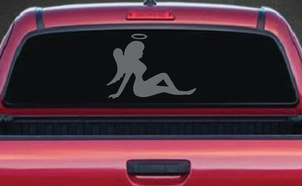 Mud Flap Women Angel with Halo Car or Truck Window Decal Sticker (Silver)