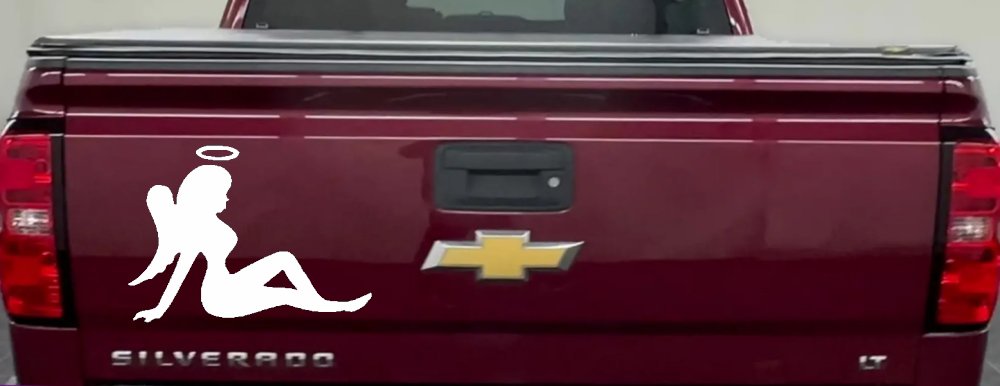 Mud Flap Women Angel with Halo Car or Truck Window Decal Sticker (White)
