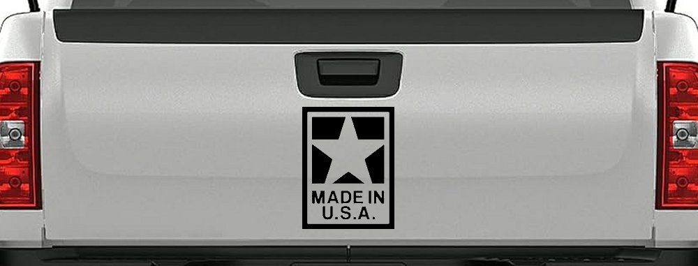 Made In the USA Patriotic Car or Truck Window Vinyl Decal Sticker (Black)