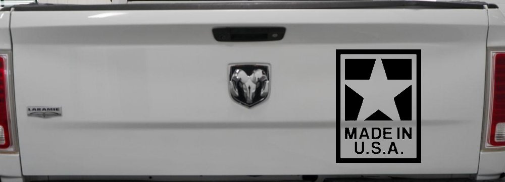 Made In the USA Patriotic Car or Truck Window Decal Sticker (Matte Black)