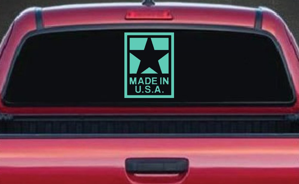 Made In the USA Patriotic Car or Truck Window Decal Sticker (Mint)