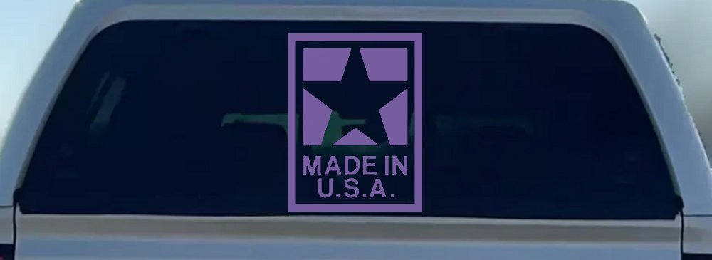 Made In the USA Patriotic Car or Truck Window Decal Sticker (Purple)