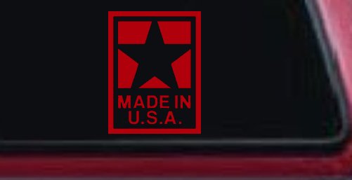 Made In the USA Patriotic Car or Truck Window Vinyl Decal Sticker (Red)