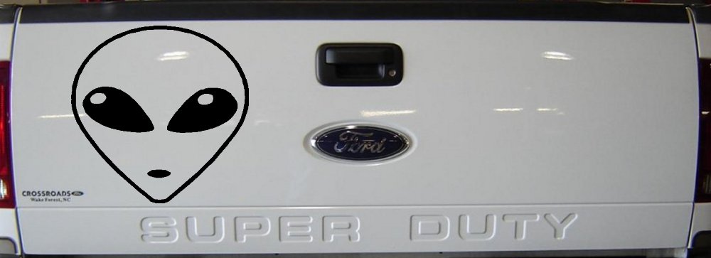 Alien Head Sci Fi Car or Truck Window Vinyl Decal Sticker (Black)