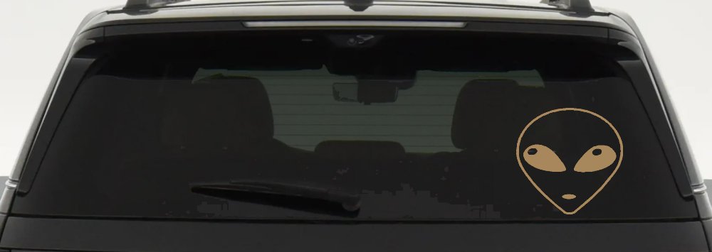 Alien Head Sci Fi Car or Truck Window Decal Sticker (Light Brown)