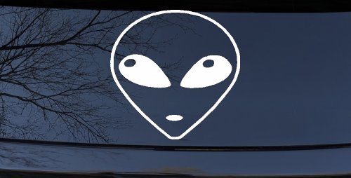Alien Head Sci Fi Car or Truck Window Decal Sticker (White)