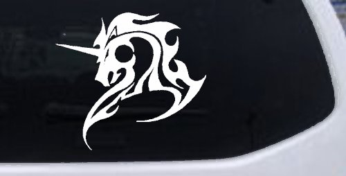 Tribal Unicorn Car or Truck Window Decal Sticker (White)