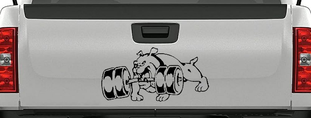 Bulldog With Barbells Car or Truck Window Decal Sticker