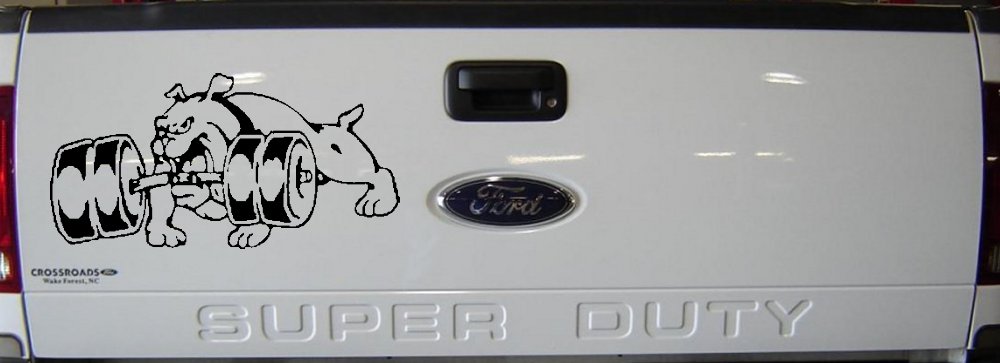 Bulldog With Barbells Car or Truck Window Decal Sticker