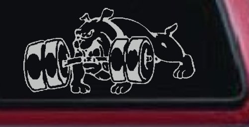 Bulldog With Barbells Car or Truck Window Decal Sticker