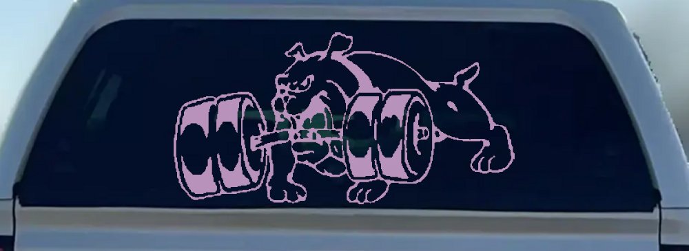 Bulldog With Barbells Car or Truck Window Decal Sticker